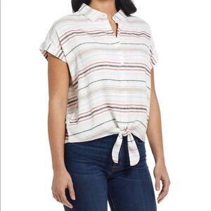 Weatherproof Vintage Tie Front Linen Shirt